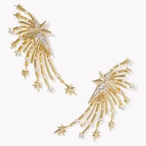 Kendra Scott - Firework Gold Statement Earrings White CZ. 4th of July earrings